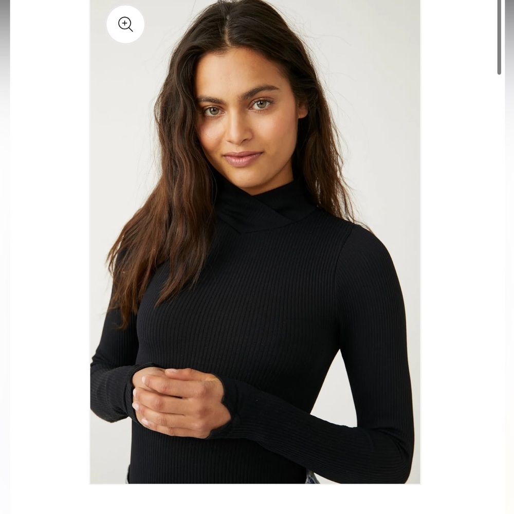 Free People Intimately XYZ Recycled Black Ribbed Turtleneck Bodysuit NWT - Picture 2 of 5